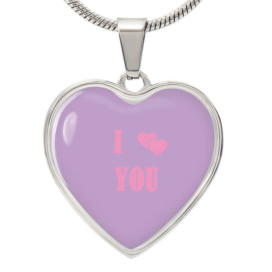 I HEART YOU Purple valentine's day Heart Necklace
