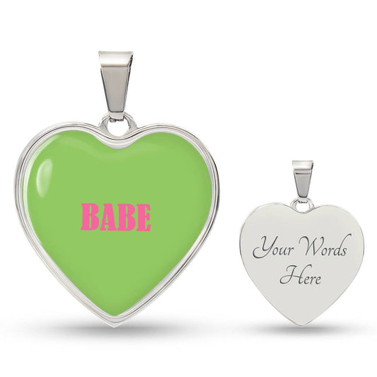 BABE Green valentine's day Heart Necklace