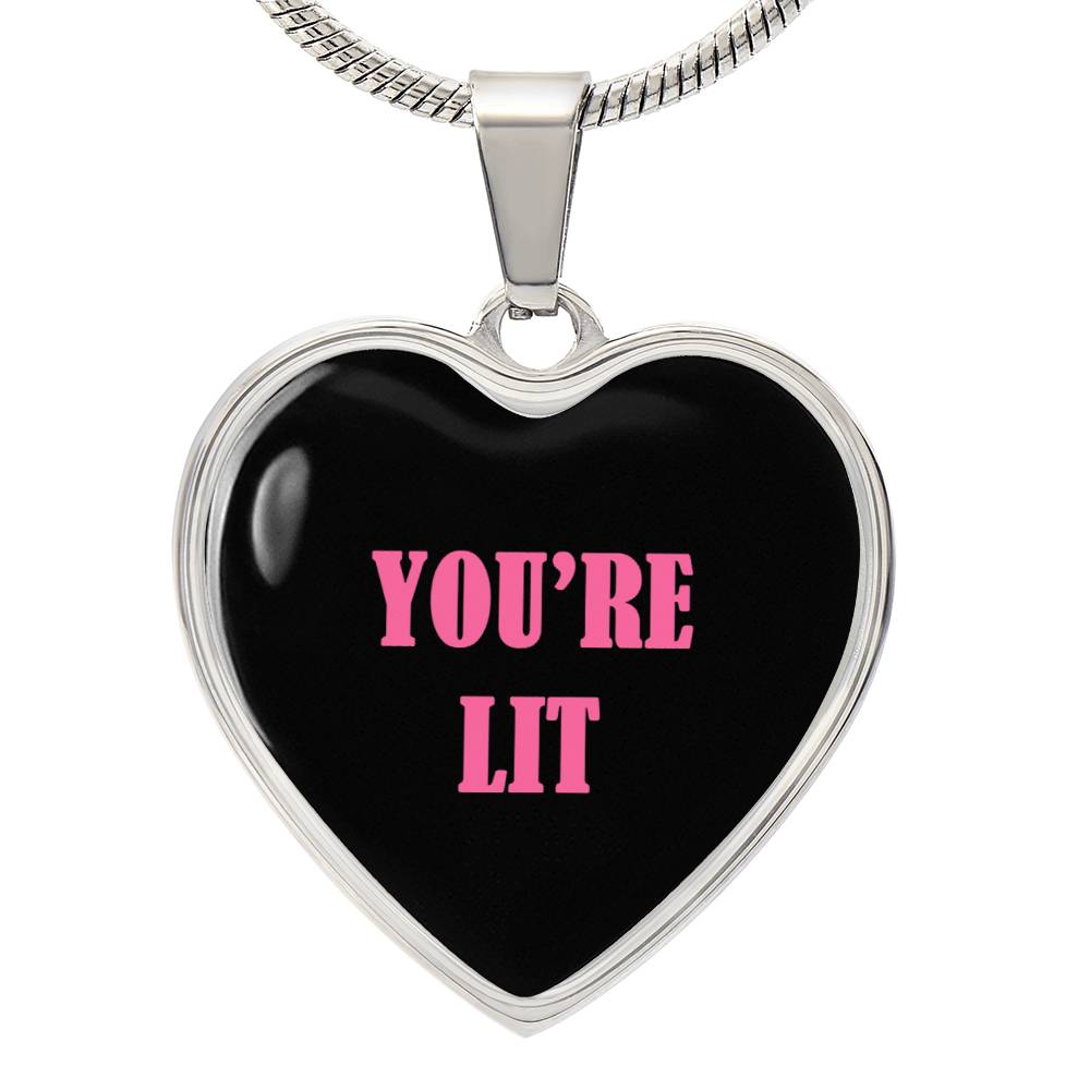 UR LIT Black and Pink valentine's day Heart Necklace Pendant