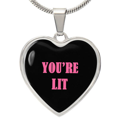 UR LIT Black and Pink valentine's day Heart Necklace Pendant