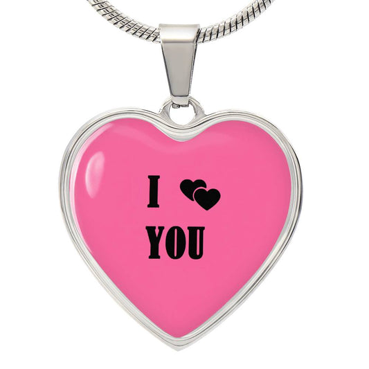 I Heart you Pink valentine's day Heart Necklace