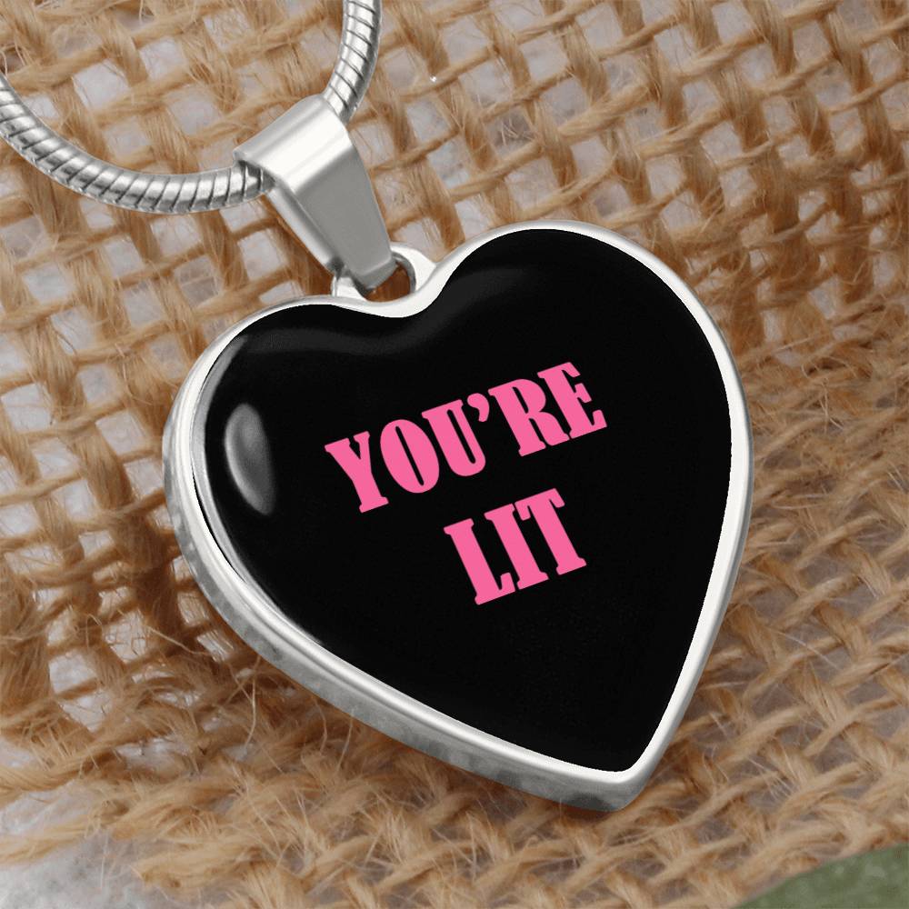 UR LIT Black and Pink valentine's day Heart Necklace Pendant