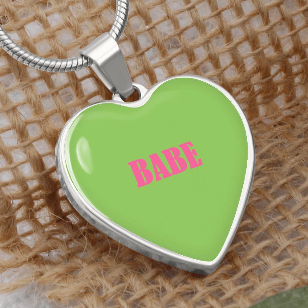 BABE Green valentine's day Heart Necklace