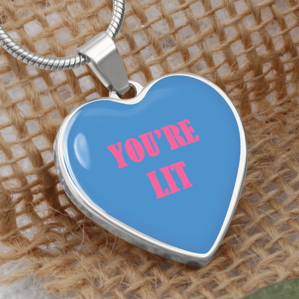 UR LIT Blue valentine's day Heart Necklace Pendant