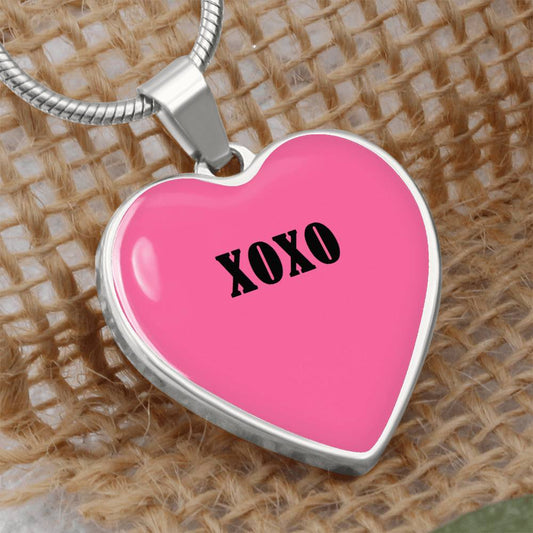 XOXO Pink valentine's day Heart necklace