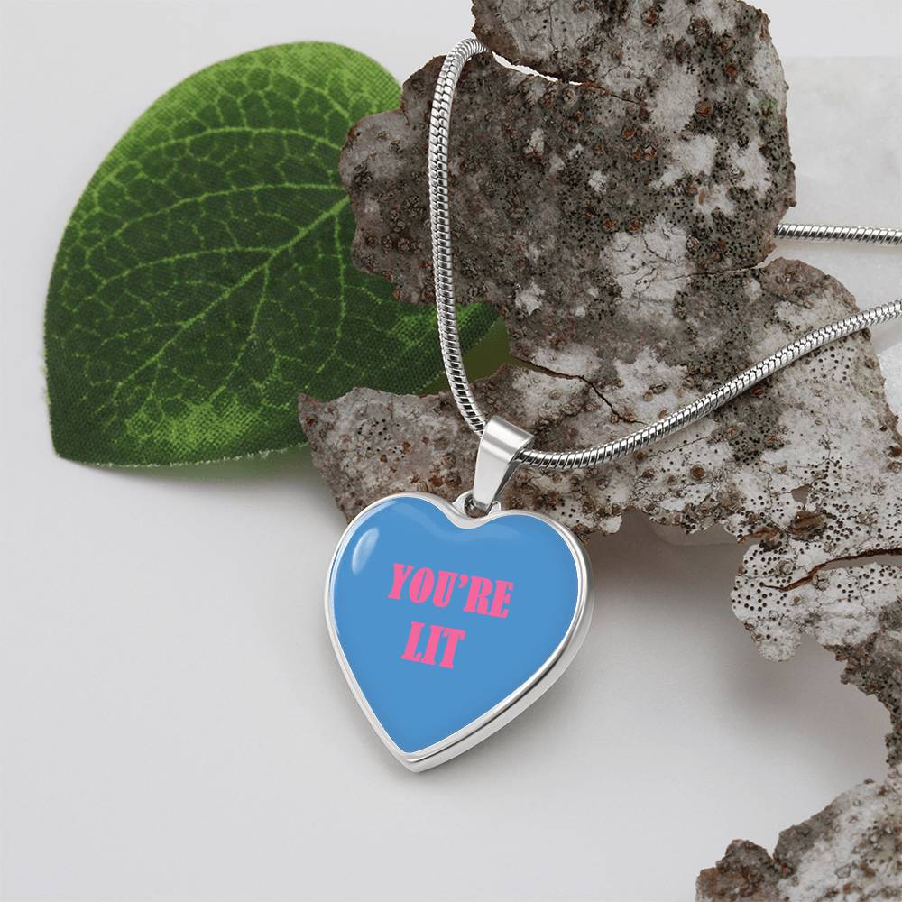 UR LIT Blue valentine's day Heart Necklace Pendant