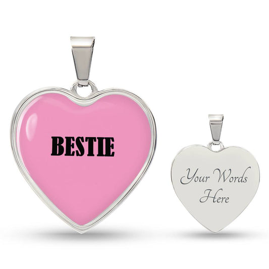 BESTIE Pink valentine's day Heart Necklace