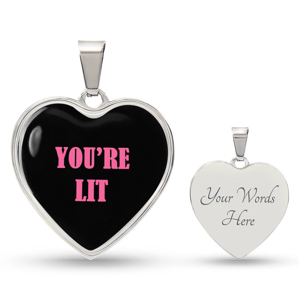 UR LIT Black and Pink valentine's day Heart Necklace Pendant