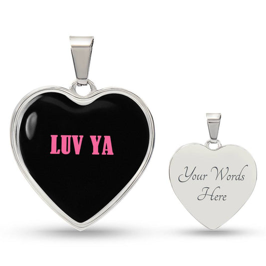 LUV YA  Black valentine's day Heart Necklace