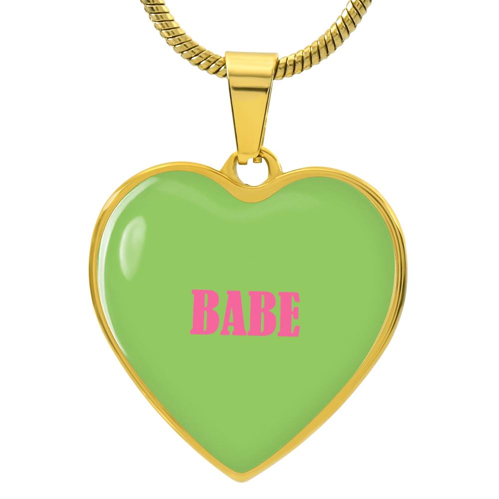 BABE Green valentine's day Heart Necklace