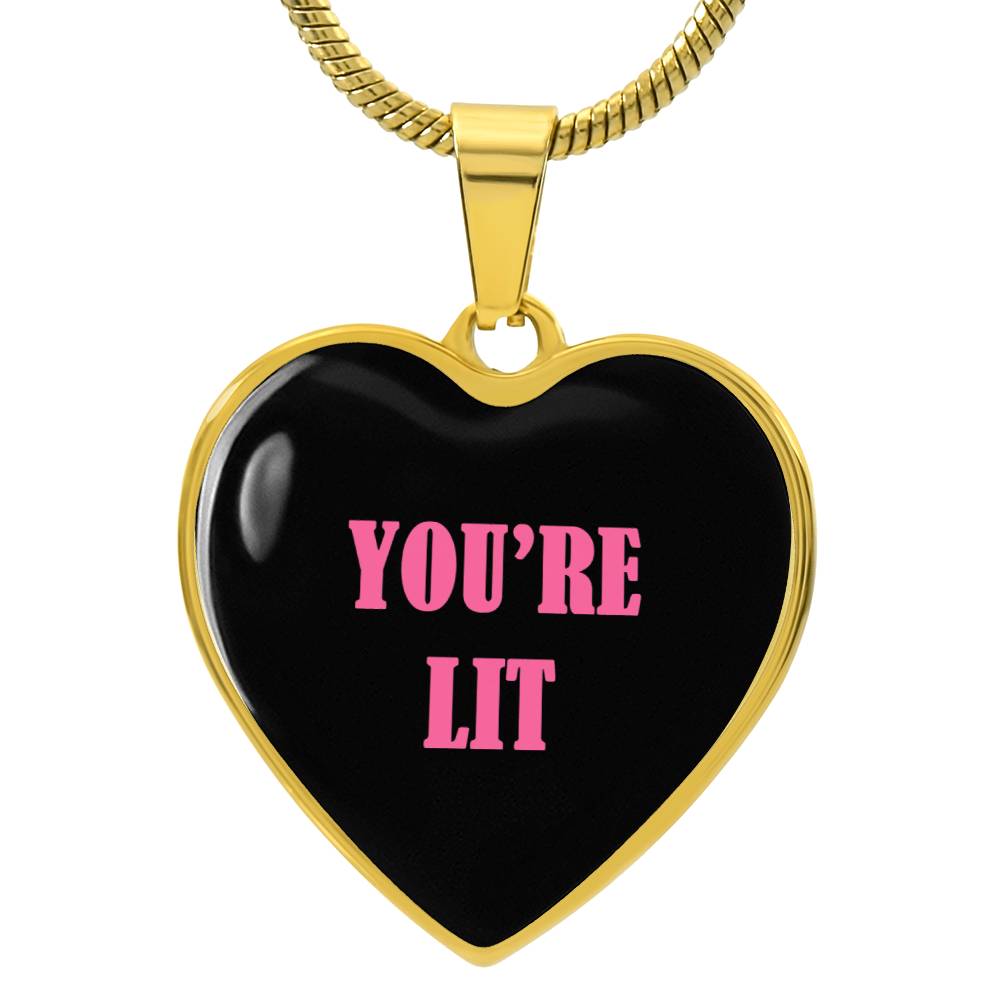 UR LIT Black and Pink valentine's day Heart Necklace Pendant