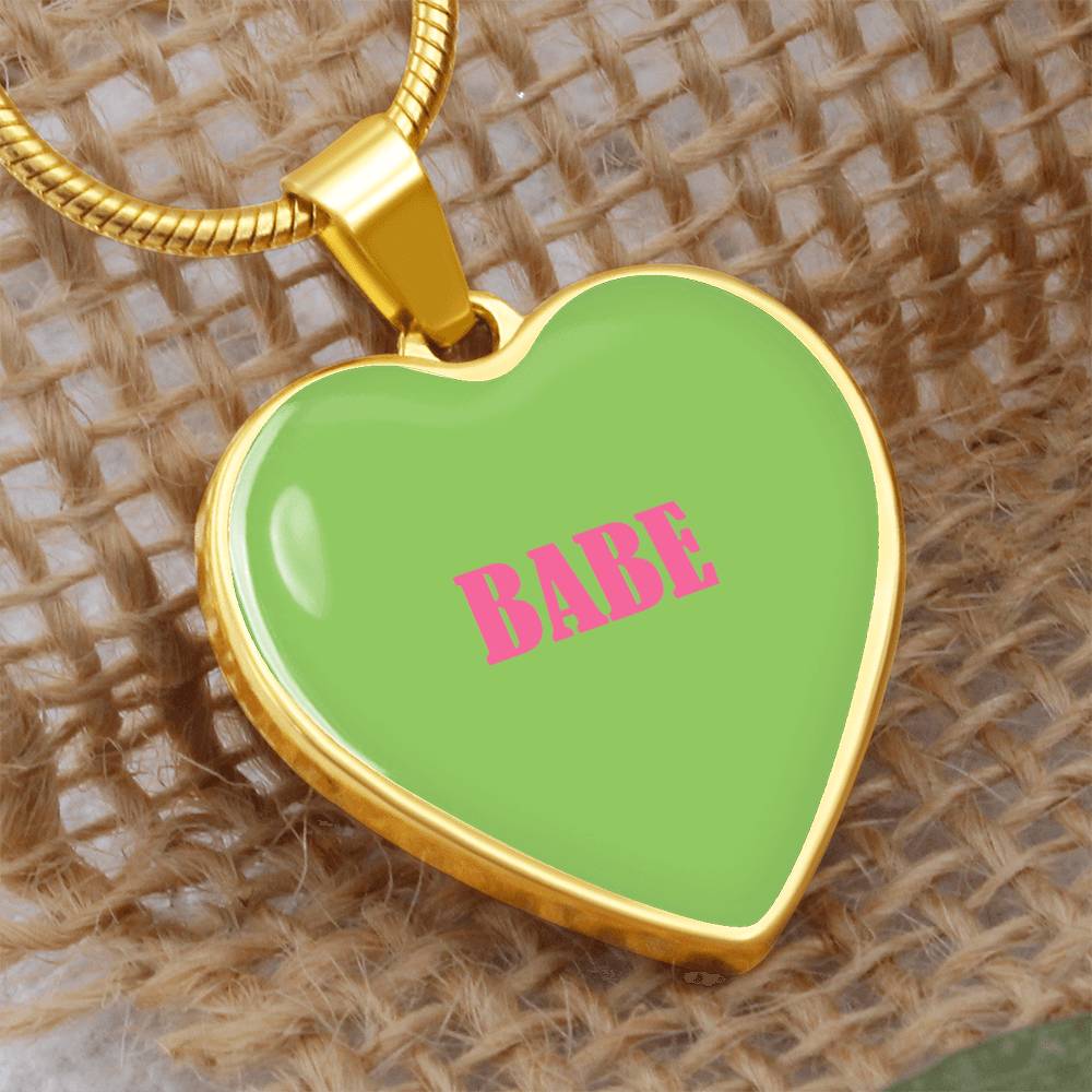 BABE Green valentine's day Heart Necklace