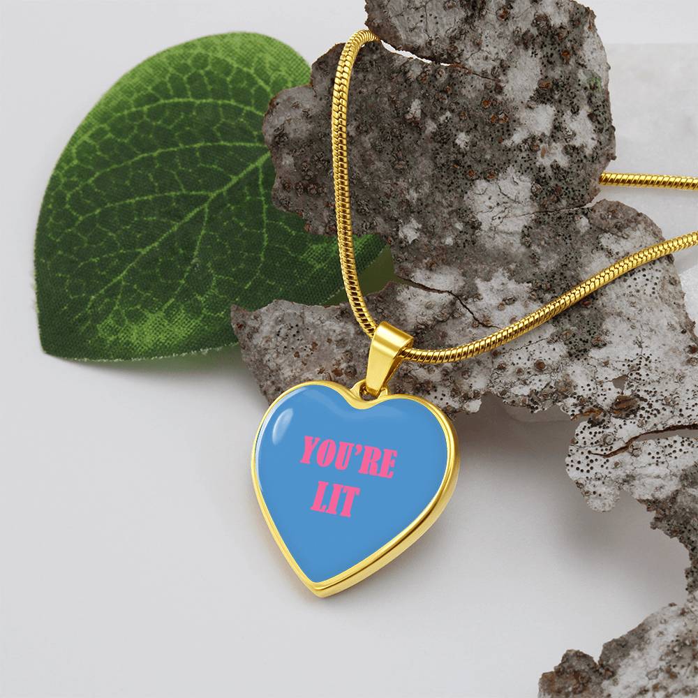 UR LIT Blue valentine's day Heart Necklace Pendant