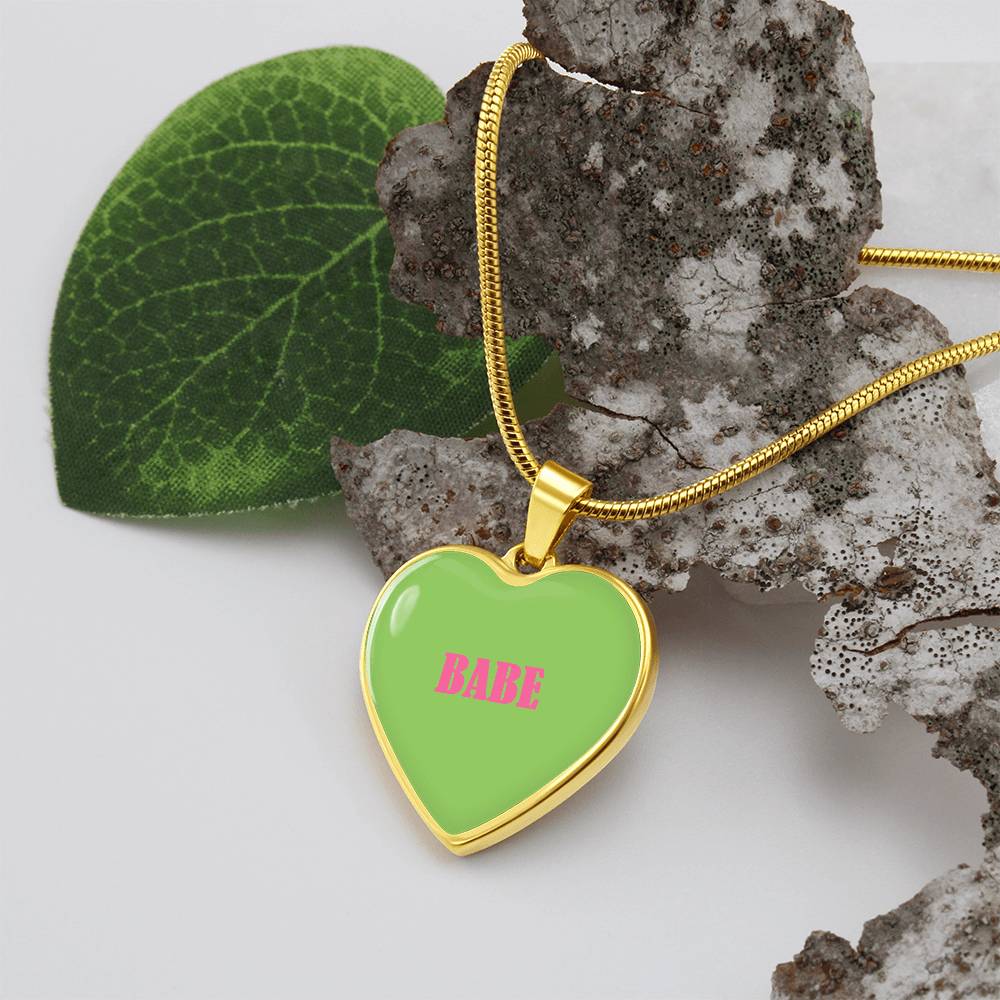 BABE Green valentine's day Heart Necklace