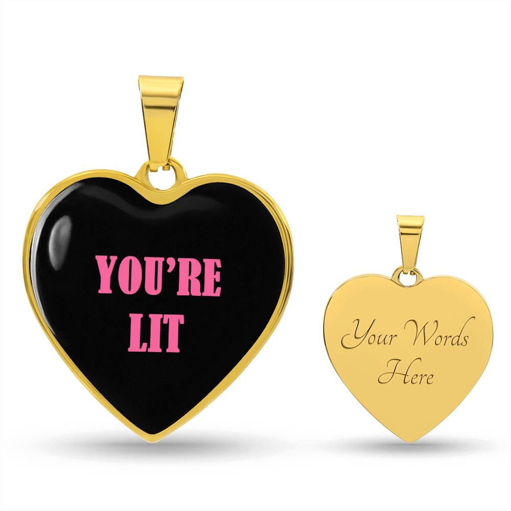 UR LIT Black and Pink valentine's day Heart Necklace Pendant