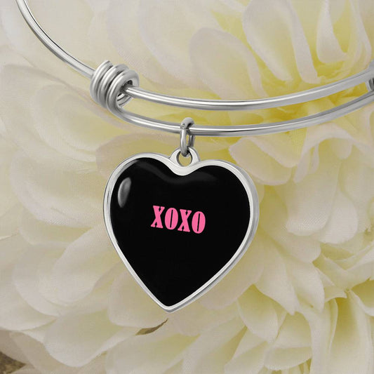 XOXO Black valentine's day Heart Bangle Bracelet