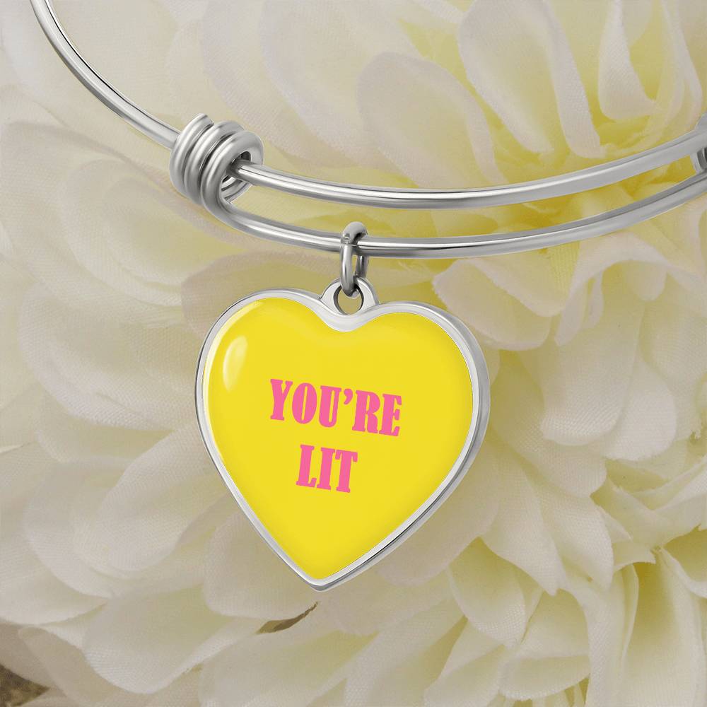 UR LIT Yellow valentine's day Heart Bracelet Bangle