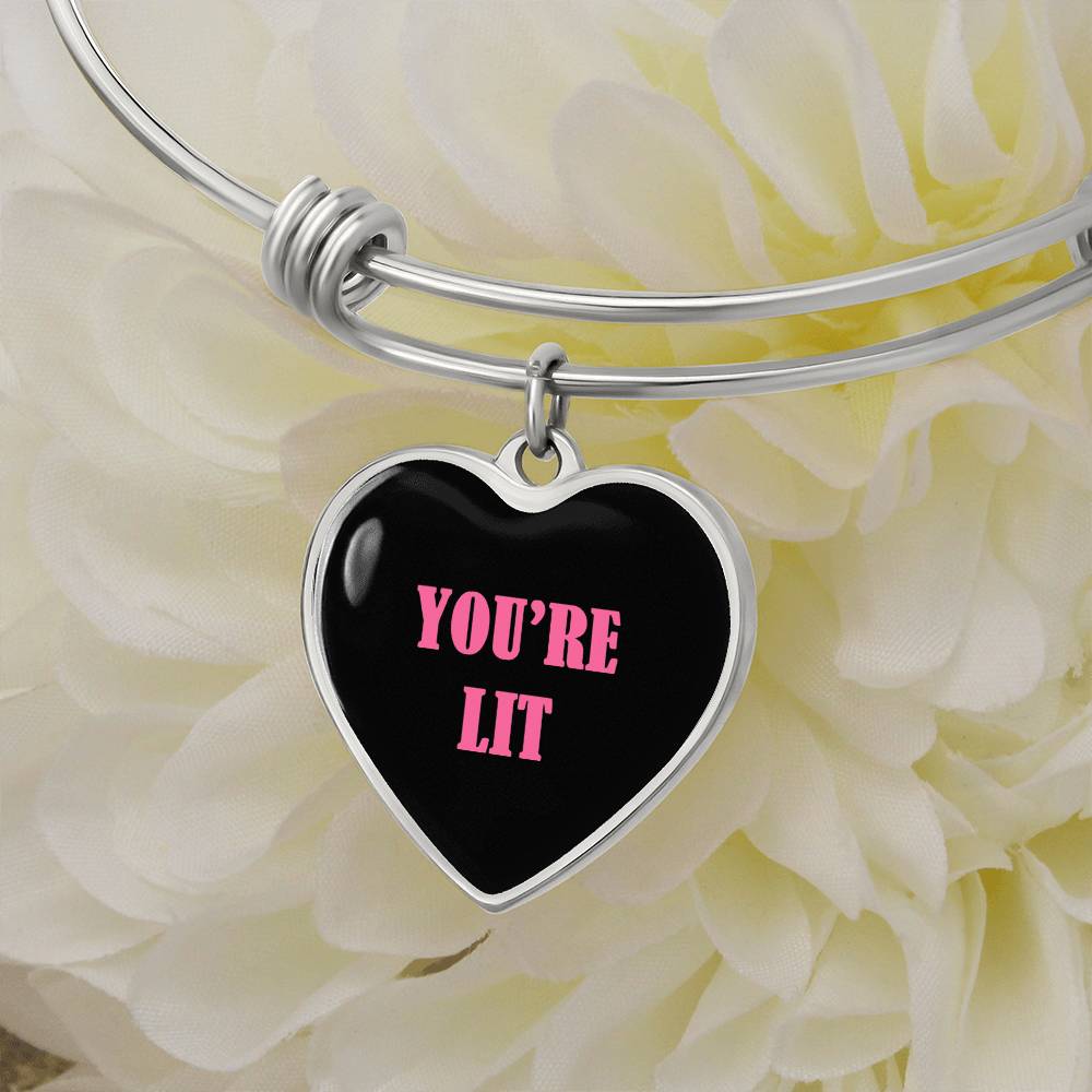 UR LIT  Black and Pink  valentine's day Heart Bracelet Bangle