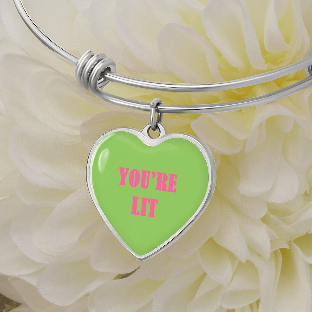 UR LIT Green valentine's day Heart Bracelet Bangle