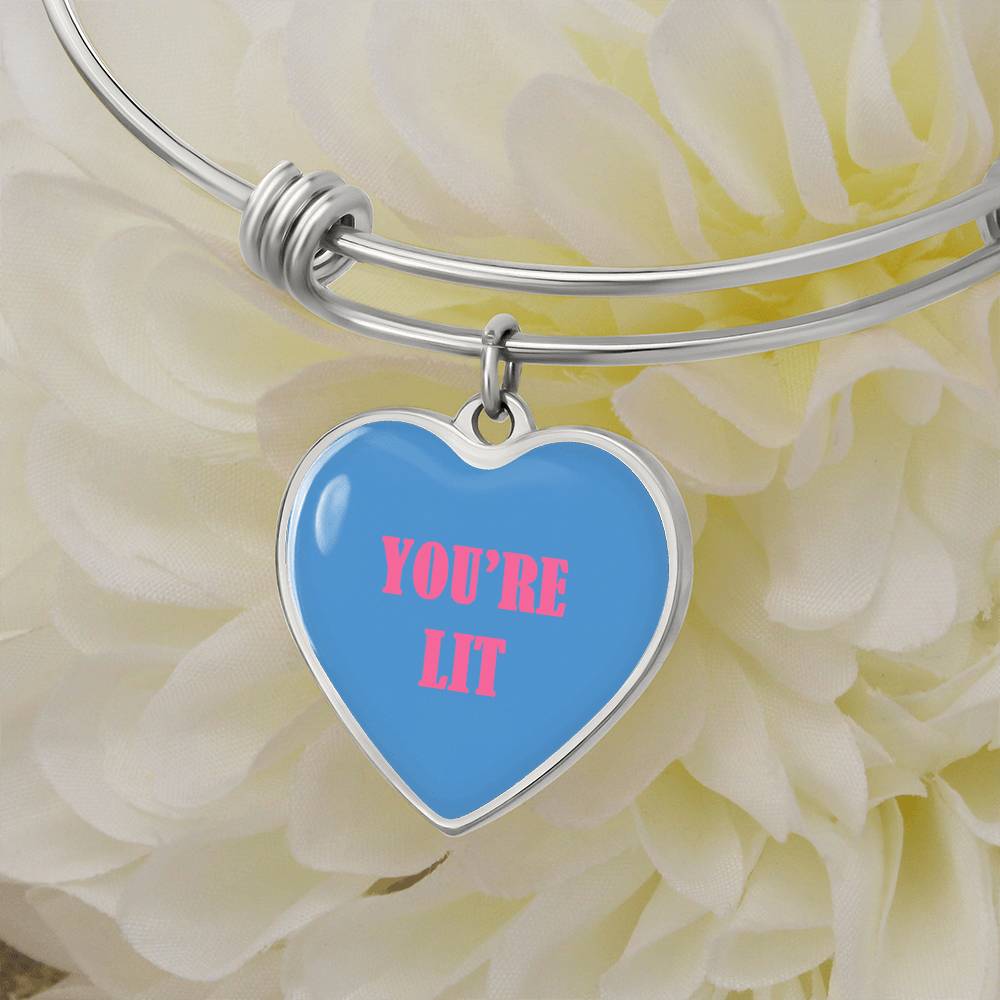 UR LIT Blue valentine's day Heart Bracelet Bangle