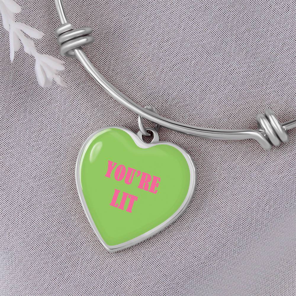 UR LIT Green valentine's day Heart Bracelet Bangle