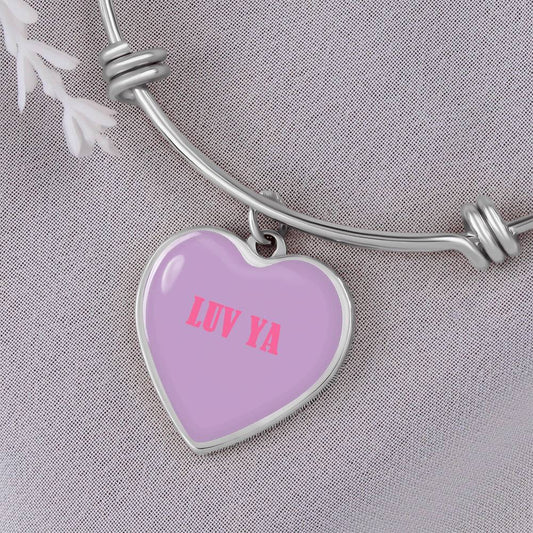 LUV YA Purple valentine's day Heart Bracelet Bangle