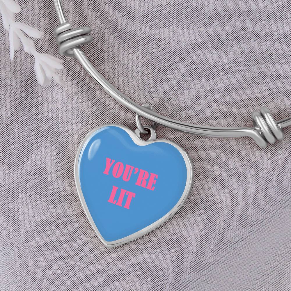 UR LIT Blue valentine's day Heart Bracelet Bangle