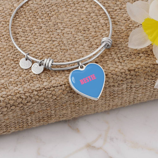 BESTIE Pink Valentine's day Heart Bracelet Bangle