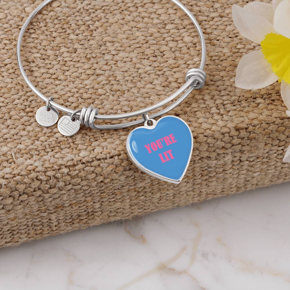 UR LIT Blue valentine's day Heart Bracelet Bangle