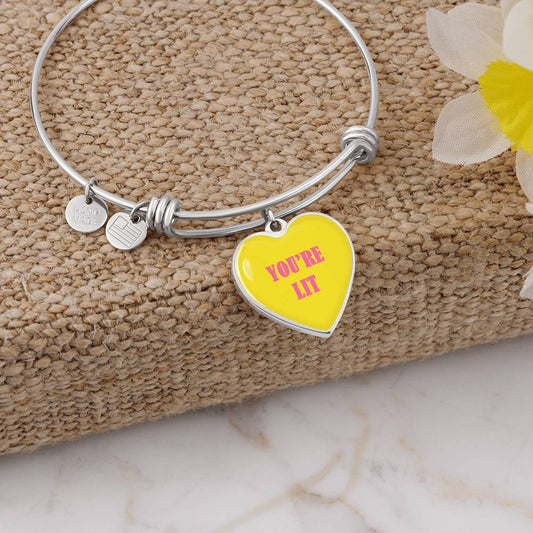 UR LIT Yellow valentine's day Heart Bracelet Bangle