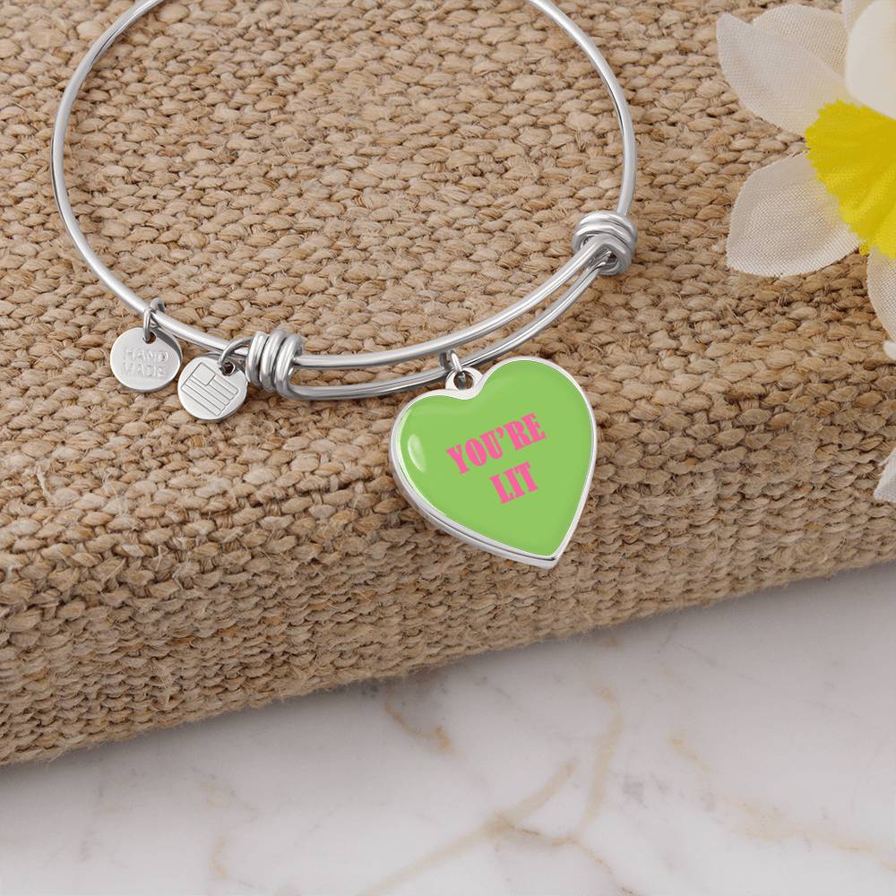 UR LIT Green valentine's day Heart Bracelet Bangle