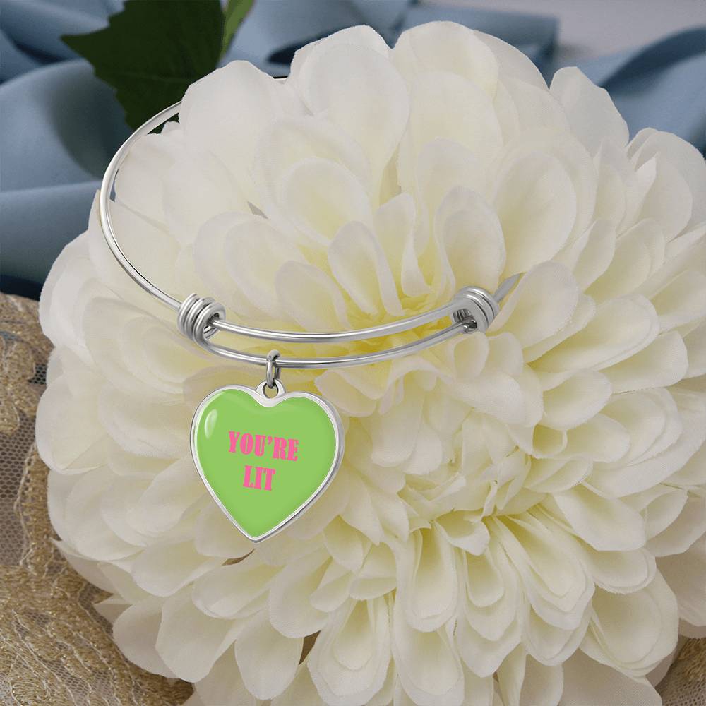 UR LIT Green valentine's day Heart Bracelet Bangle