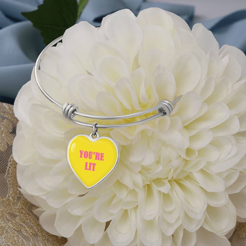 UR LIT Yellow valentine's day Heart Bracelet Bangle