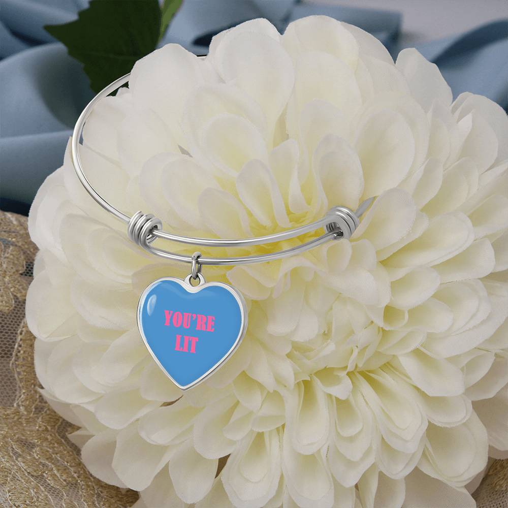 UR LIT Blue valentine's day Heart Bracelet Bangle