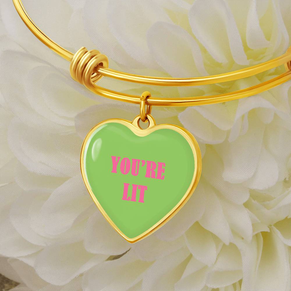 UR LIT Green valentine's day Heart Bracelet Bangle