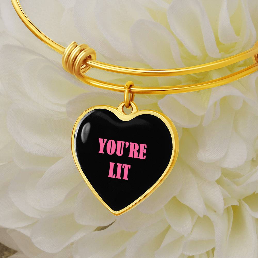 UR LIT  Black and Pink  valentine's day Heart Bracelet Bangle