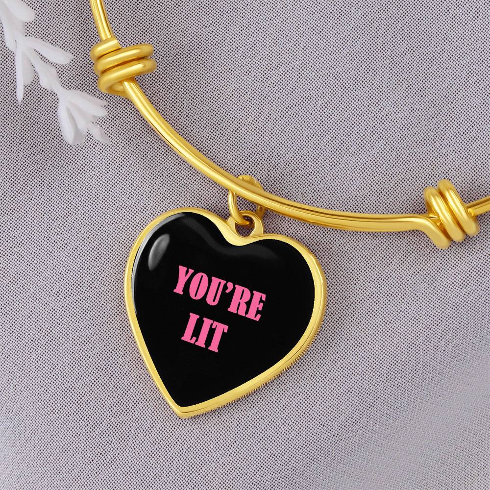 UR LIT  Black and Pink  valentine's day Heart Bracelet Bangle