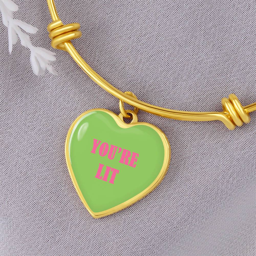 UR LIT Green valentine's day Heart Bracelet Bangle