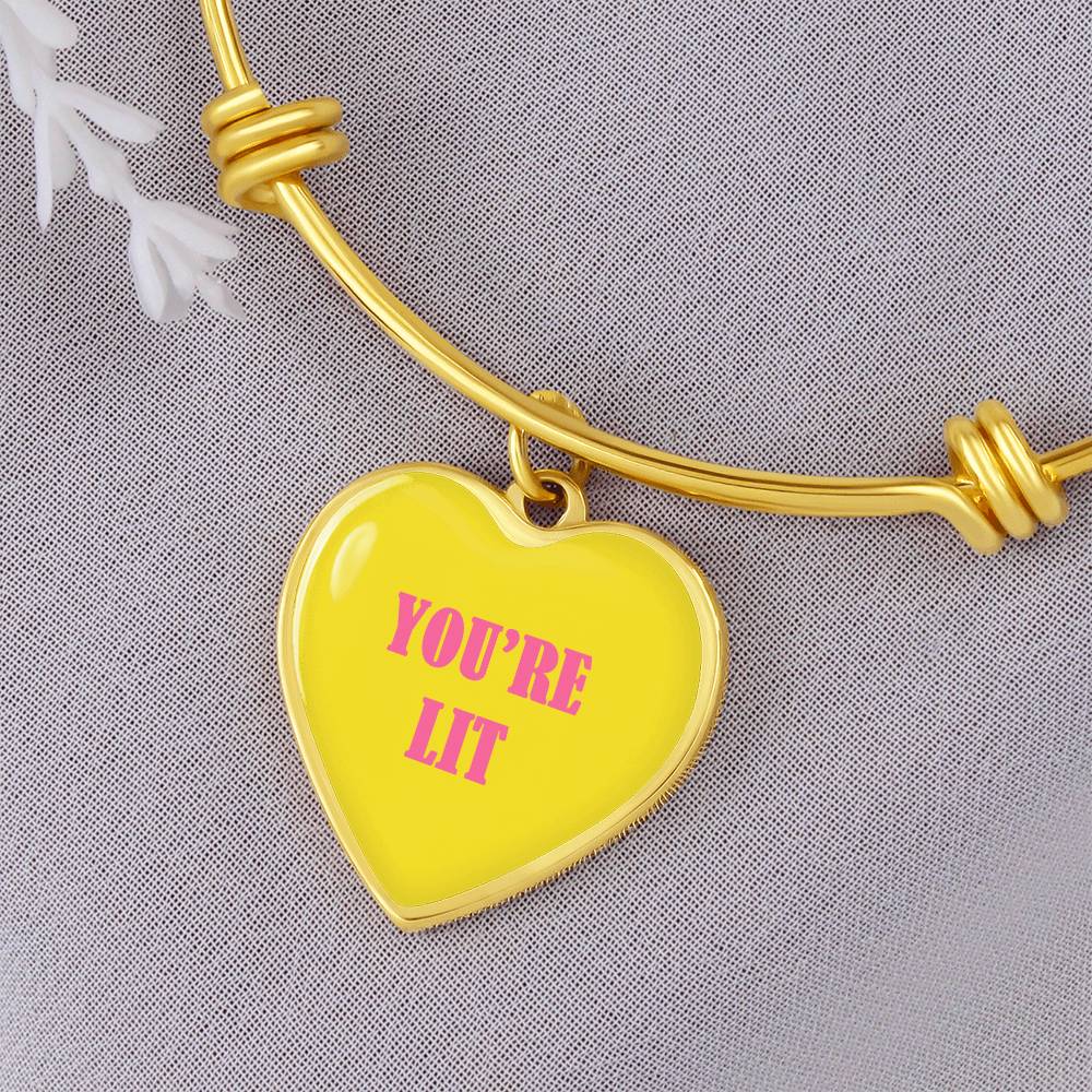 UR LIT Yellow valentine's day Heart Bracelet Bangle