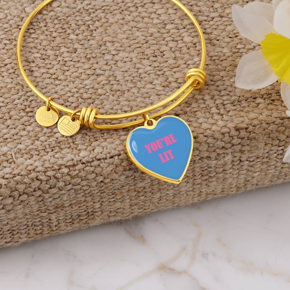 UR LIT Blue valentine's day Heart Bracelet Bangle